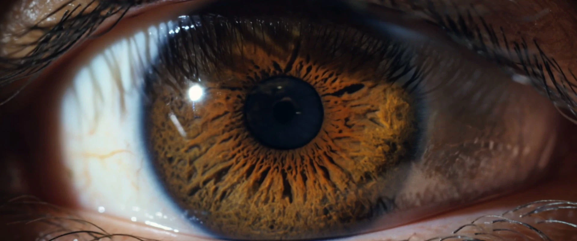 Macro shot of a brown human eye